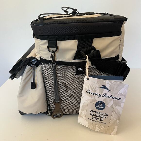 Tommy Bahama Zipperless Hardbody Cooler with Cup Holder 30 Can Capacity Cream - Picture 9 of 16